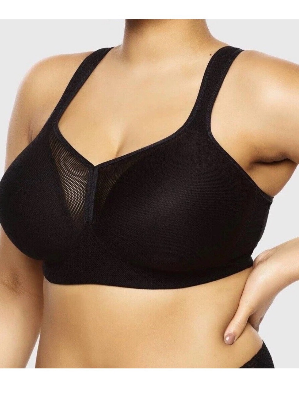 Paramour Black Wirefree Mesh Support Bra 38 H